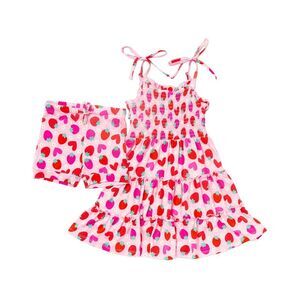 Bums & Roses Girls  Berry In Love Sleeveless Dress & Short, Multicolor